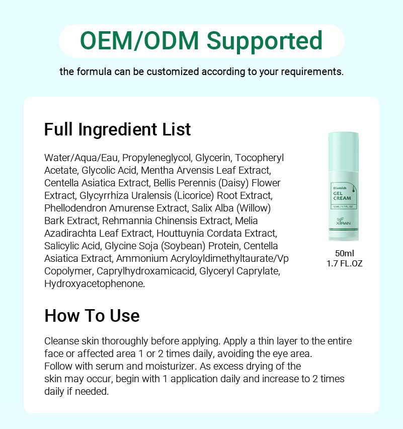 private label blemish solution facial gel